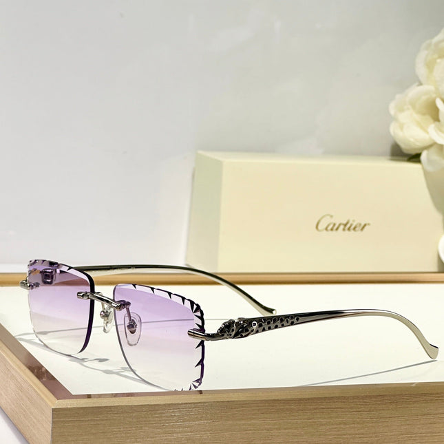 PANTHÈRE RIMLESS SQUARE FRAME SUNGLASSES 580908 IN METAL