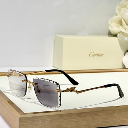 PANTHÈRE PHOTOCHROMIC LENSES RIMLESS SQUARE FRAME SUNGLASSES 580910 IN METAL