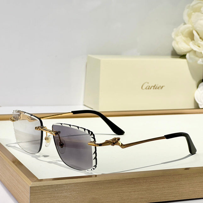 PANTHÈRE PHOTOCHROMIC LENSES RIMLESS SQUARE FRAME SUNGLASSES 580910 IN METAL