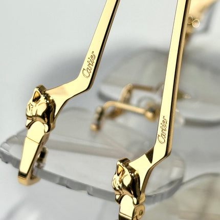 PANTHÈRE PHOTOCHROMIC LENSES RIMLESS SQUARE FRAME SUNGLASSES 580910 IN METAL