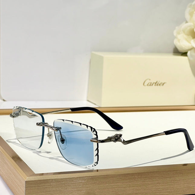 PANTHÈRE PHOTOCHROMIC LENSES RIMLESS SQUARE FRAME SUNGLASSES 580910 IN METAL