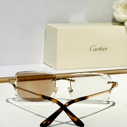 PANTHÈRE PHOTOCHROMIC LENSES RIMLESS SQUARE FRAME SUNGLASSES 580910 IN METAL