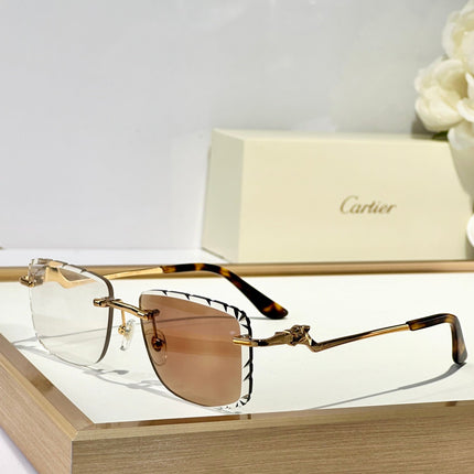 PANTHÈRE PHOTOCHROMIC LENSES RIMLESS SQUARE FRAME SUNGLASSES 580910 IN METAL