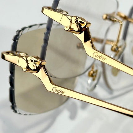 PANTHÈRE PHOTOCHROMIC LENSES RIMLESS SQUARE FRAME SUNGLASSES 580910 IN METAL