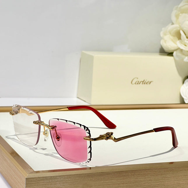 PANTHÈRE PHOTOCHROMIC LENSES RIMLESS SQUARE FRAME SUNGLASSES 580910 IN METAL