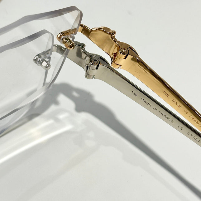 PANTHÈRE PHOTOCHROMIC LENSES RIMLESS SQUARE FRAME SUNGLASSES 580911 IN METAL