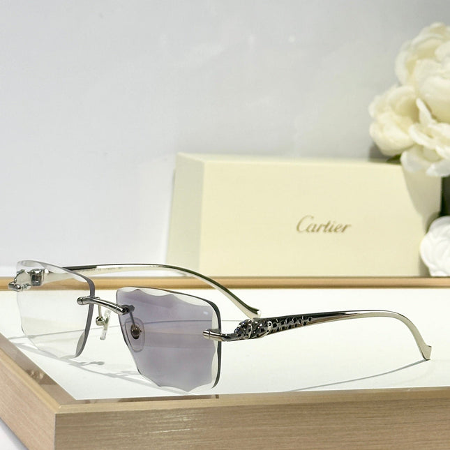 PANTHÈRE PHOTOCHROMIC LENSES RIMLESS SQUARE FRAME SUNGLASSES 580911 IN METAL