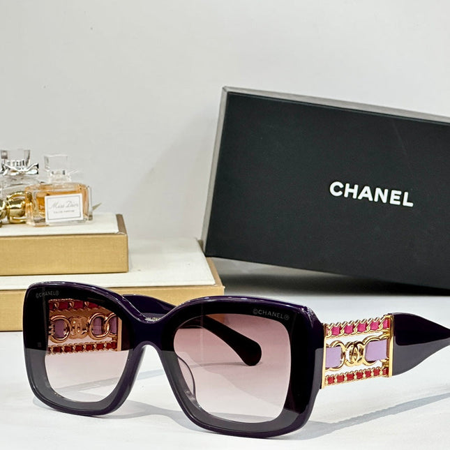 SQUARE SUNGLASSES CH5537Q IN ACETATE CHAIN METAL