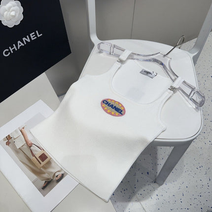 CAMISOLE 639171 IN WHITE COTTON RIBBED KNIT EMBOSSED LOGO ON STRAPS