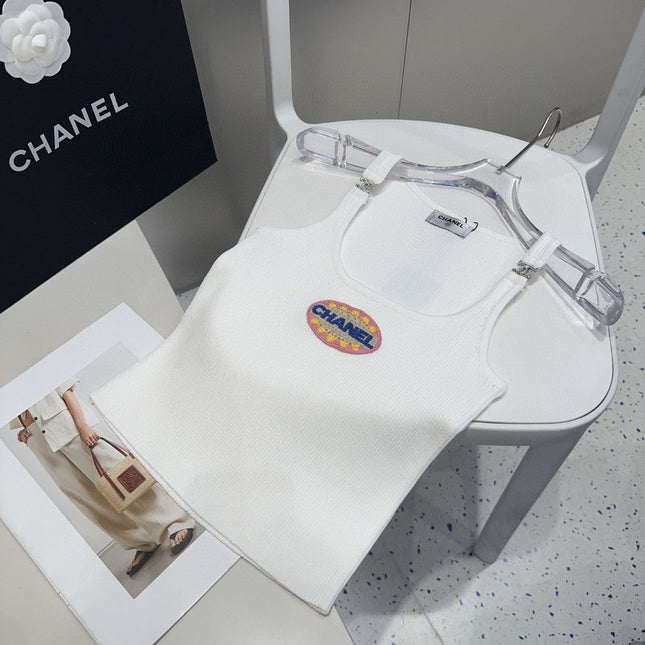 CAMISOLE 639171 IN WHITE COTTON RIBBED KNIT EMBOSSED LOGO ON STRAPS