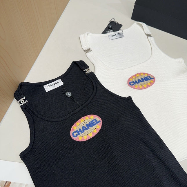 CAMISOLE 639171 IN WHITE COTTON RIBBED KNIT EMBOSSED LOGO ON STRAPS