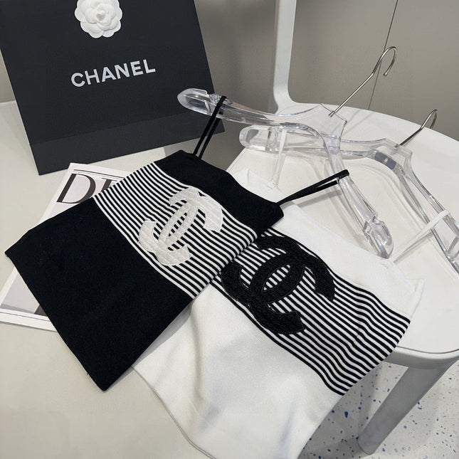 STRIPED CAMISOLE 610344 IN BLACK AND WHITE COTTON RIBBED