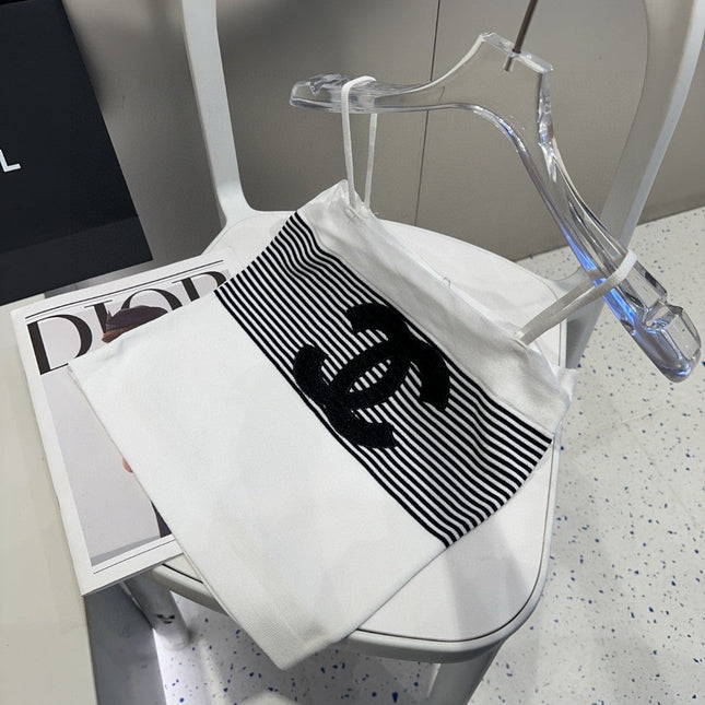 STRIPED CAMISOLE 610344 IN BLACK AND WHITE COTTON RIBBED