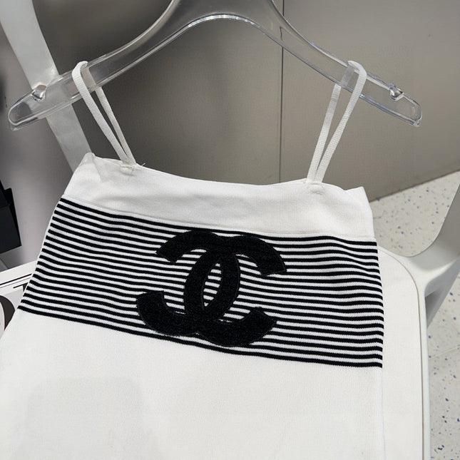 STRIPED CAMISOLE 610344 IN BLACK AND WHITE COTTON RIBBED