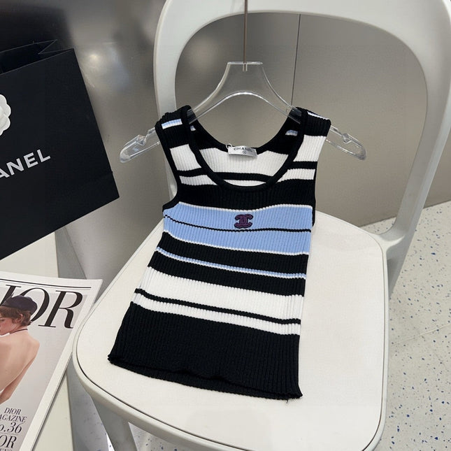 STRIPED TANK TOP 612057 IN BLUE BLACK COTTON RIBBED