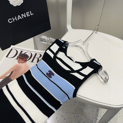 STRIPED TANK TOP 612057 IN BLUE BLACK COTTON RIBBED