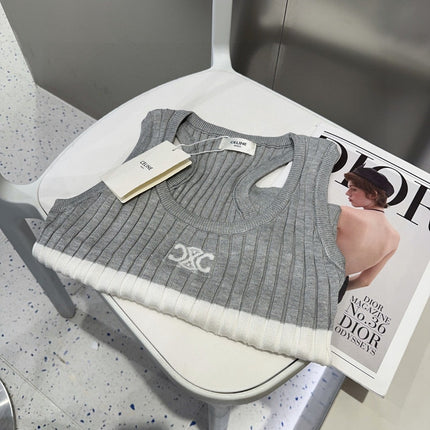 STRIPED TANK TOP 625958 IN GRAY AND WHITE COTTON RIBBED