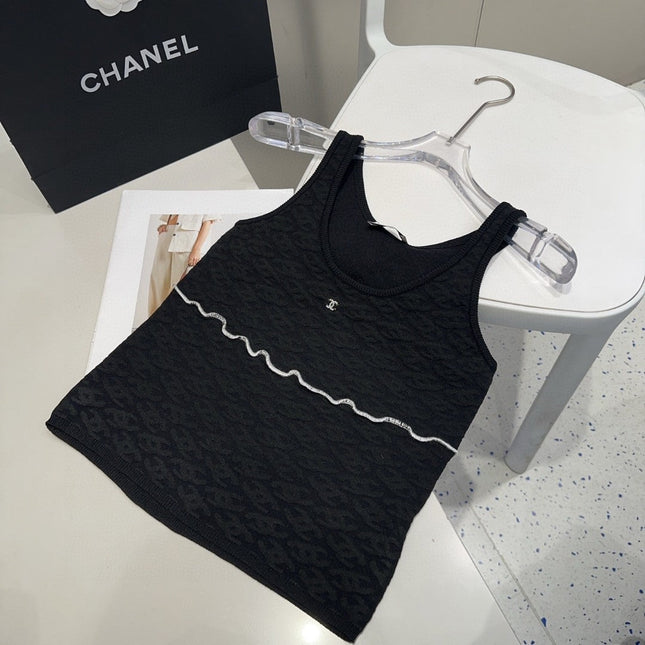 SLEEVELESS TOP 640632 IN BLACK COTTON RAISED LOGO