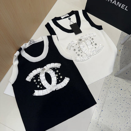 CAMISOLE 627702 IN WHITE COTTON RIBBED KNIT BLACK TRIM