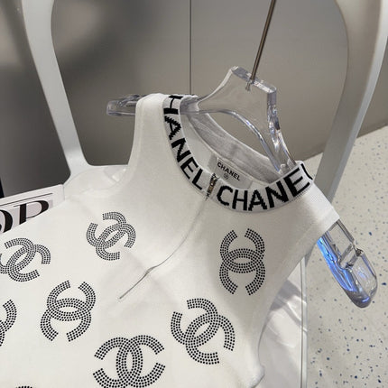 TANK TOP 625959 IN WHITE COTTON RIBBED EMBOSSED LOGO