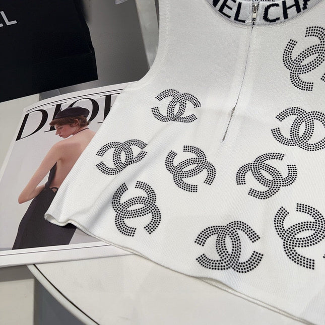 TANK TOP 625959 IN WHITE COTTON RIBBED EMBOSSED LOGO