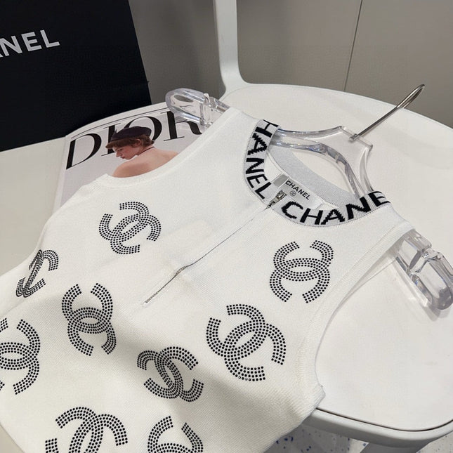 TANK TOP 625959 IN WHITE COTTON RIBBED EMBOSSED LOGO