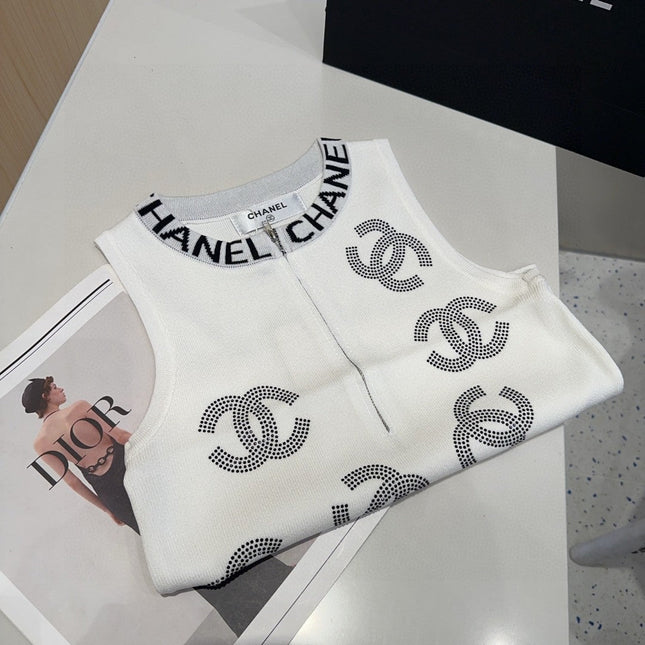 TANK TOP 625959 IN WHITE COTTON RIBBED EMBOSSED LOGO