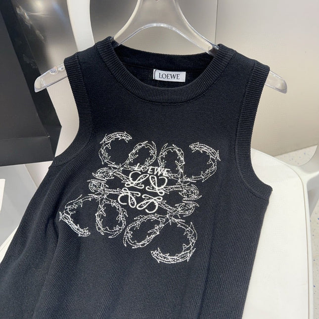 TANK TOP 633202 IN BLACK COTTON RIBBED KNIT