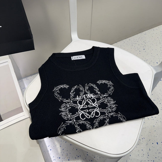 TANK TOP 633202 IN BLACK COTTON RIBBED KNIT