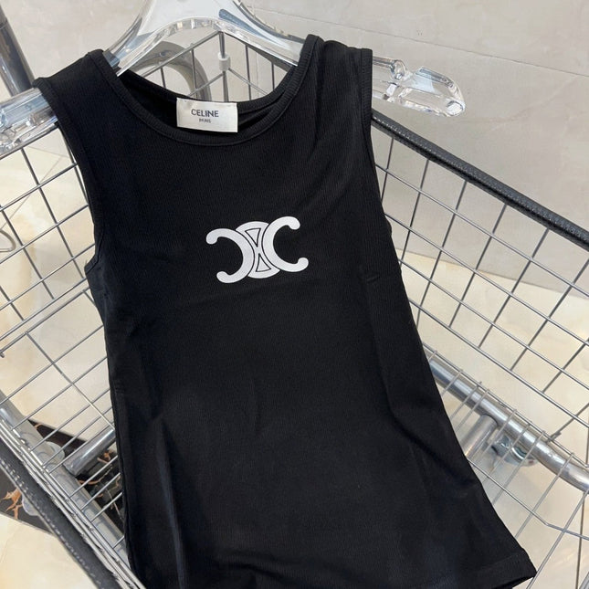 TANK TOP 627696 IN BLACK COTTON RIBBED