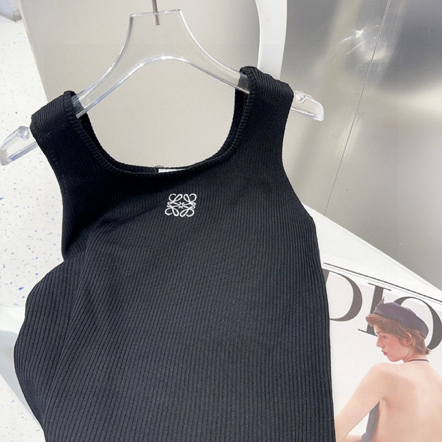 TANK TOP 633194 IN BLACK COTTON EMBOSSED LOGO