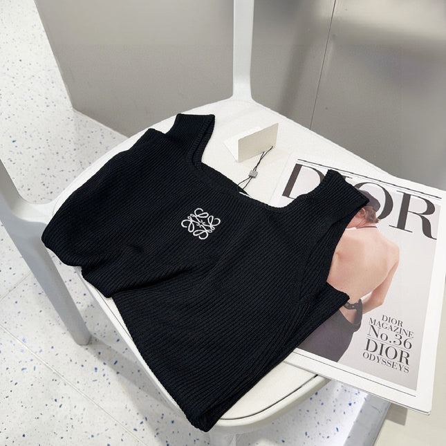 TANK TOP 633194 IN BLACK COTTON EMBOSSED LOGO