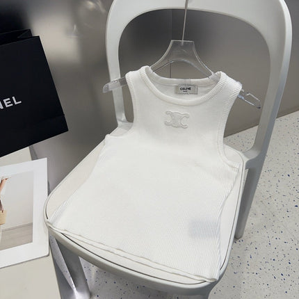 TANK TOP 633206 IN WHITE COTTON RIBBED KNIT EMBOSSED LOGO