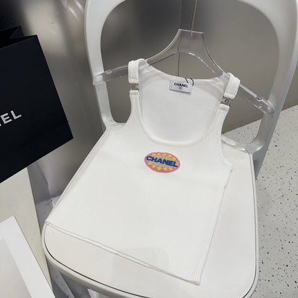 CAMISOLE 639171 IN WHITE COTTON RIBBED KNIT EMBOSSED LOGO ON STRAPS