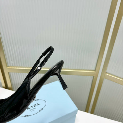 PRA PATENT LEATHER SLINGBACK PUMPS 50 BLACK