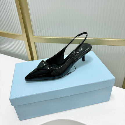 PRA PATENT LEATHER SLINGBACK PUMPS 50 BLACK