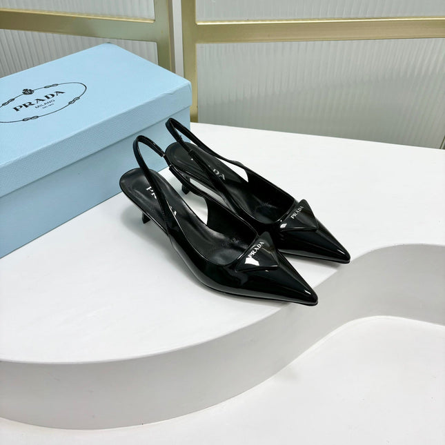 PRA PATENT LEATHER SLINGBACK PUMPS 50 BLACK