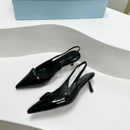 PRA PATENT LEATHER SLINGBACK PUMPS 50 BLACK