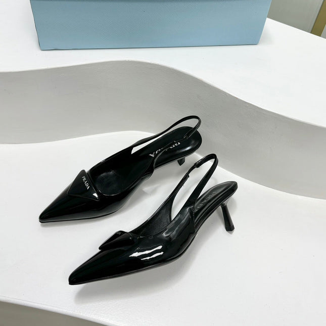 PRA PATENT LEATHER SLINGBACK PUMPS 50 BLACK