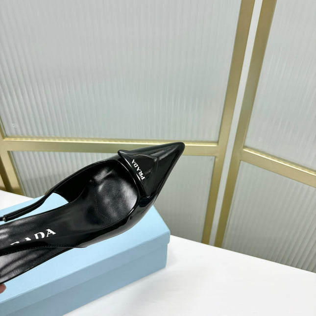 PRA PATENT LEATHER SLINGBACK PUMPS 50 BLACK