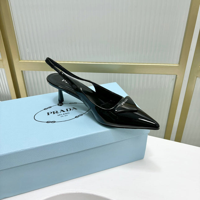 PRA PATENT LEATHER SLINGBACK PUMPS 50 BLACK