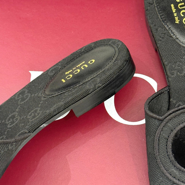 SLIDE SANDALS IN BLACK FABRIC EMBOSSED LOGO STYLE 1