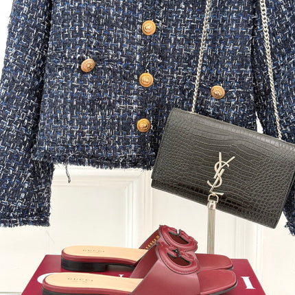 SLIDE SANDALS IN RED CALFSKIN