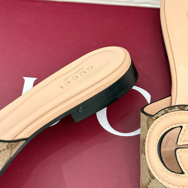 SLIDE SANDALS IN BEIGE CALFSKIN