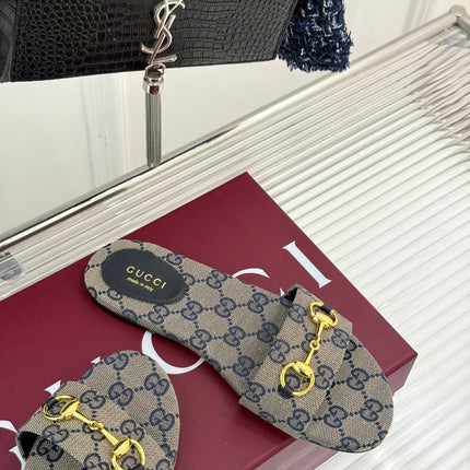 SLIDE SANDALS IN WARM BEIGE FABRIC EMBOSSED LOGO