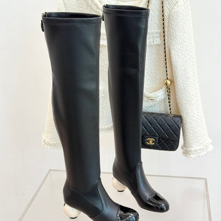 CC HIGH BOOTS IN BLACK CALFSKIN