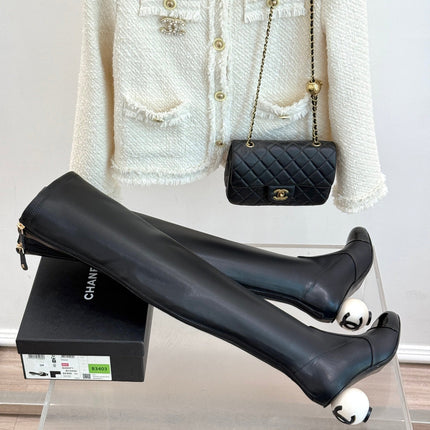 CC HIGH BOOTS IN BLACK CALFSKIN