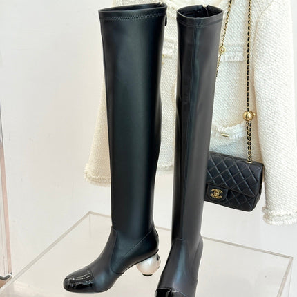 CC HIGH BOOTS IN BLACK CALFSKIN