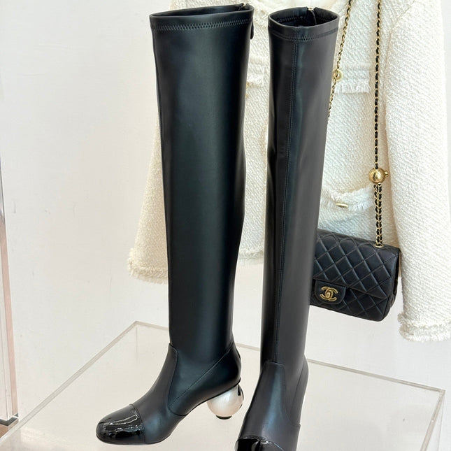 CC HIGH BOOTS IN BLACK CALFSKIN