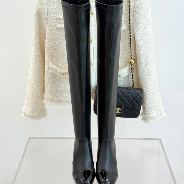 CC HIGH BOOTS IN BLACK CALFSKIN